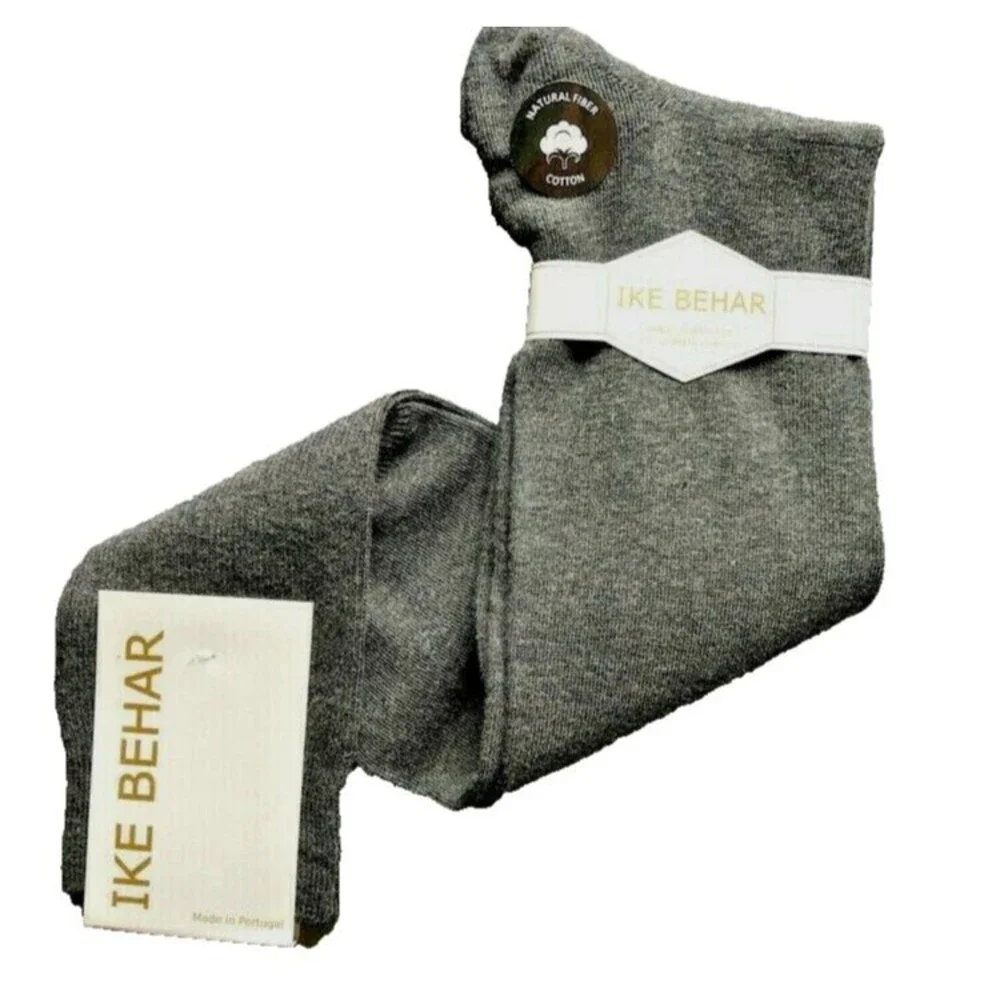 Ike Behar Mens Dress Socks Knee Over the Calf Made in Portugal Solid Gray 10-13